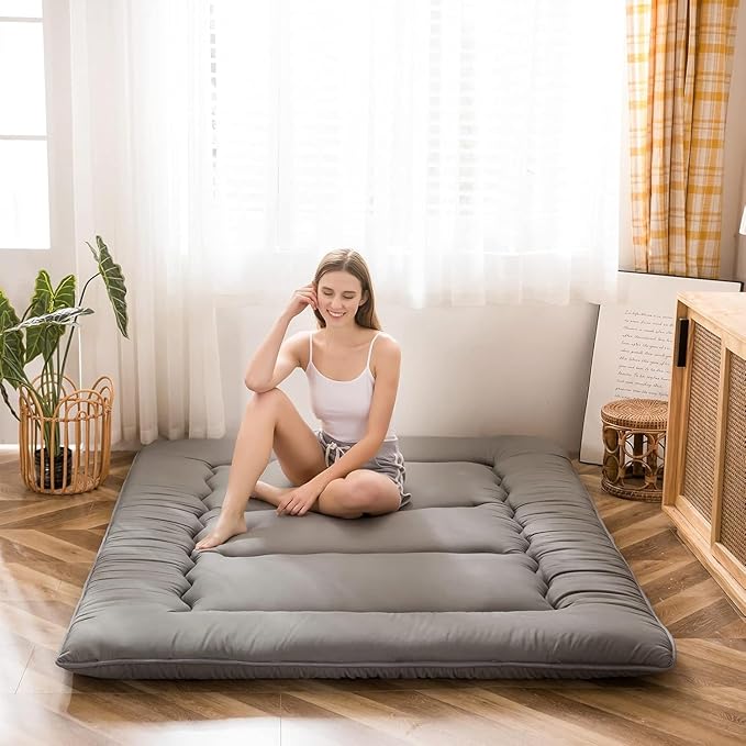 MAXYOYO Japanese Floor Mattress Futon Mattress, Charcoal Grey, Queen Size by MAXYOYO