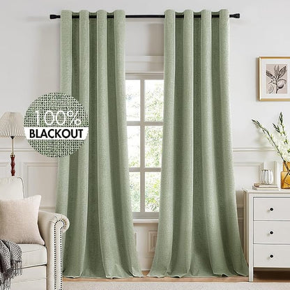MIULEE 100% Blackout Linen Curtains by MIULEE