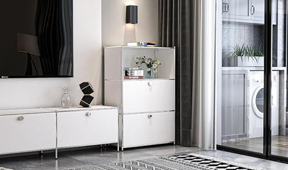 Metal Shelf with 2 Flap Doors, Large Capacity Cabinet, DIY Modern Home - Image 2