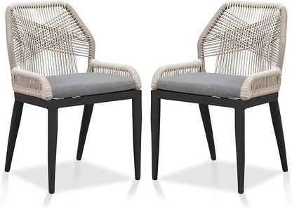 PURPLE LEAF Patio Dining Chair Set 2 Pieces Aluminum Modern Furniture Seating - Image 3
