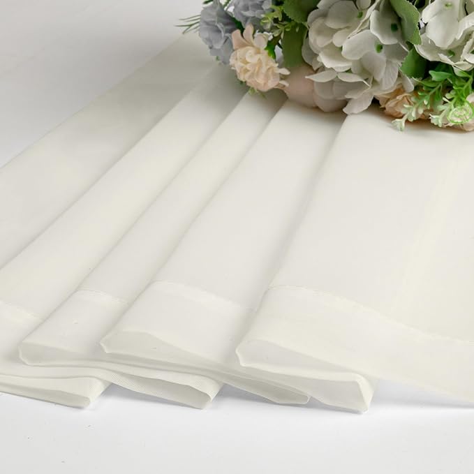 Ivory Sheer Curtains 50 Inch Length 2 Pcs, Rustic Farmhouse Curtains - Image 8