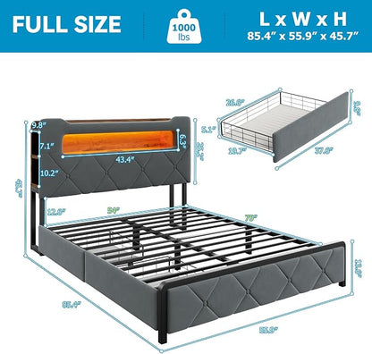 Jocoevol Full Upholstered LED Bed Frame - Image 2