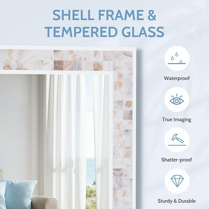 Tanmicoshomy Brown Shell Framed Rectangular Wall Mirrors - Image 2
