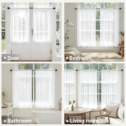 MIULEE White Short Sheer Curtains 54 Inches Long 4 Panels 42 x 54 Inches | - Image 5
