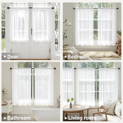 MIULEE 4 Panels White Short Sheer Curtains 24 Inch Length 42 x 24 Inches | - Image 5
