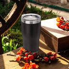 DOMICARE 20oz Tumbler with Lid Stainless Steel Tumblers Bulk, Double Wall Vacuum Insulated Coffee Travel Mug Powder Coated Tumbler, Black
