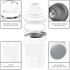 YINBAOGE Insulated Travel Coffee Mug Spill Proof Leak Proof Pobtable To Go Camping Stainless Steel Coffee Tumbler Reusable Coffee Cups with Lids Thermos for Hot and Cold Drink (White, 12 OZ)