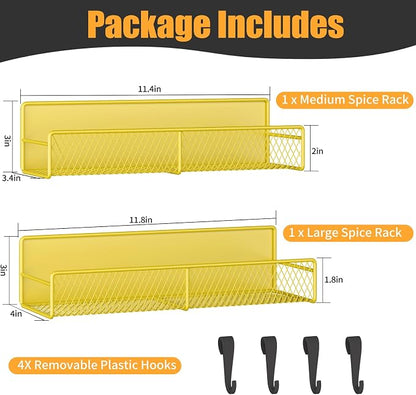 Magnetic Spice Rack for Refrigerator, 2 Pack 100% Metal Strong Magnet Shelf - Image 2