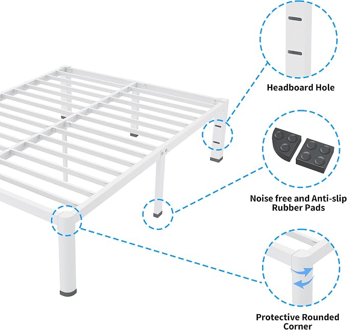 ROIL 14 Inch White Twin XL Bed Frame - Image 4
