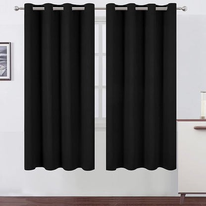 Black Thermal Blackout Curtains/52 x 72 Inch/Set of 2 Panels Room Darkening by Lemomo