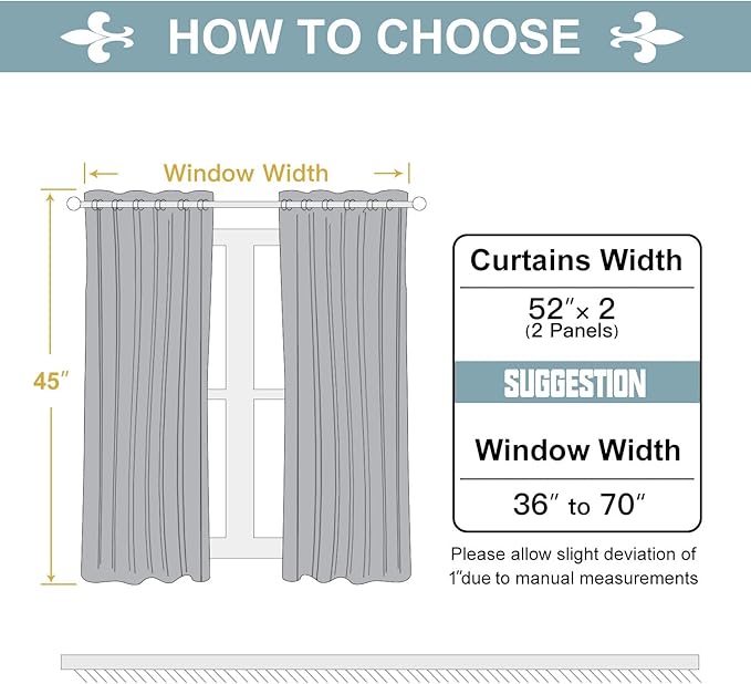 ChrisDowa Blackout Curtains for Bedroom and Living Room 45 Inches Long | 2 - Image 5