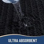 Arotive Luxury Chenille Bathroom Rug Mat, Extra Soft Thick Absorbent Shaggy Bath Rugs, Non-Slip Machine Wash Dry, Plush Bath Mats for Bathroom, Shower and Tub, 44x24, Black