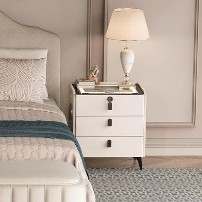 Smart Nightstand with Wireless Charging, with Fingerprint Lock Drawer, Night - Image 4