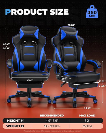 GTPLAYER Gaming Chair with Footrest, Big and Tall Game Chair 350lb Racing Style - Image 3