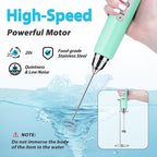 Milk Frother with Stand Rechargeable- Handheld Coffee Frother with 3 Stainless Whisks 3 Speed Adjustable, Electric Whisk Drink Mixer, Foam Maker Blender for Matcha Latte Cappuccino Chocolate