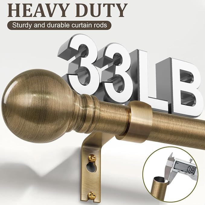 Antique Bronze Curtain Rods for Windows 48 to 84 Inch 1" Diameter Adjustable - Image 5