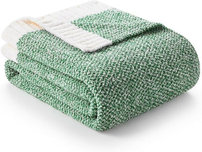 Snuggle Sac Green Blanket Twin Size Bedding Blankets, Super Soft Warm Cozy Knit - Image 4