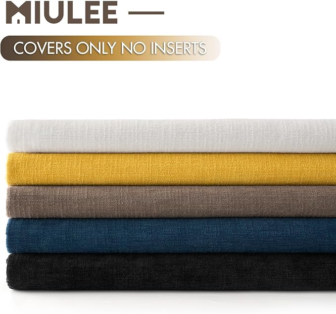 MIULEE Yellow Chenille Couch Throw Pillow Covers, 20x20 | Set of 2, Soft - Image 8