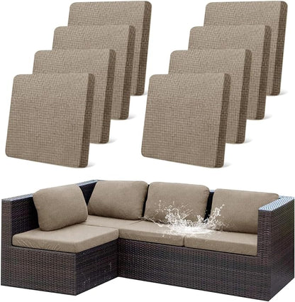 CALBODE 8Pcs Outdoor Stretch Cushion Covers, Waterproof Outdoor Chair Cushion by CALBODE