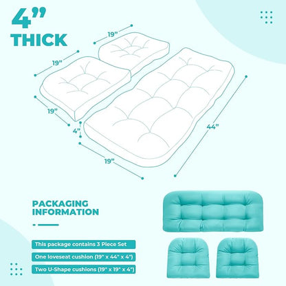 DANGHOOGY Wicker Chair Cushions, Waterproof Outdoor Loveseat Cushions - Image 2