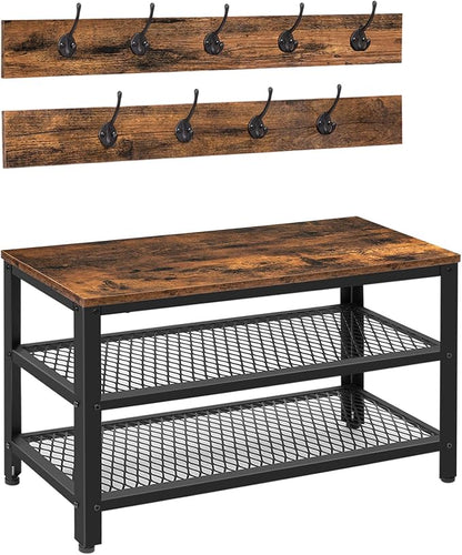 HOOBRO Hall Tree Entryway Storage Bench, Coat Rack Shoe Bench, Shoe Rack by HOOBRO
