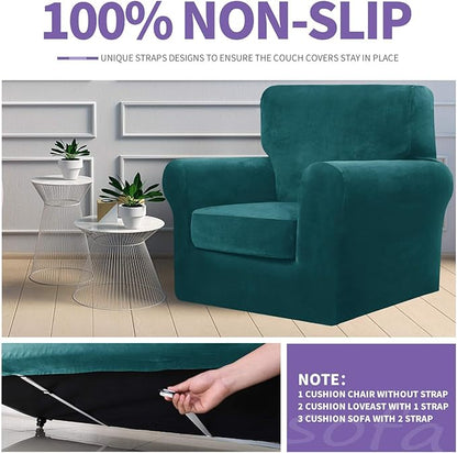 ZNSAYOTX Oversized Velvet 3 Piece Couch Cover - Image 5