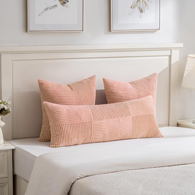 Fancy Homi 2 Packs Peach Euro Decorative Throw Pillow Covers 26x26 Inch - Image 5