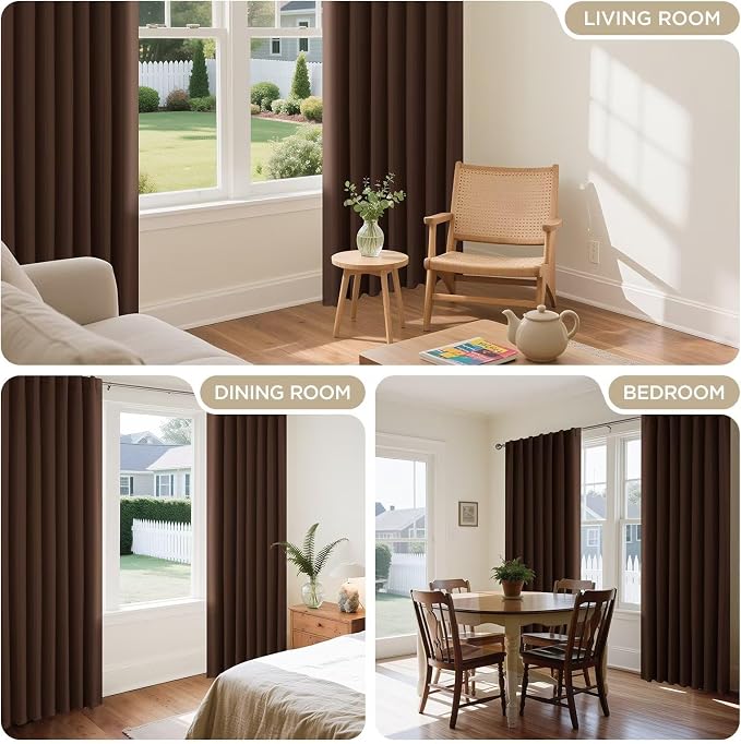 Joydeco Blackout Curtains 108 Inches Long, Thermal Insulated Black Out Curtains - Image 7