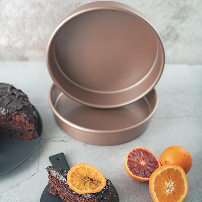 HAPPIELS Non Toxic Nonstick 9 inch Round Cake Pans Set of 2 | Quality Non Stick 9 inches Layer Circle Cake Pan 2 inches Deep | Best 9in Baking Pan PFOA, BPA free Nontoxic | 9inch 9inches Cake Pans Set