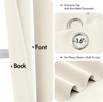 MIULEE Blackout Curtains for Bedroom 2 Panels 40 x 45 Inch Long Beige White | - Image 4