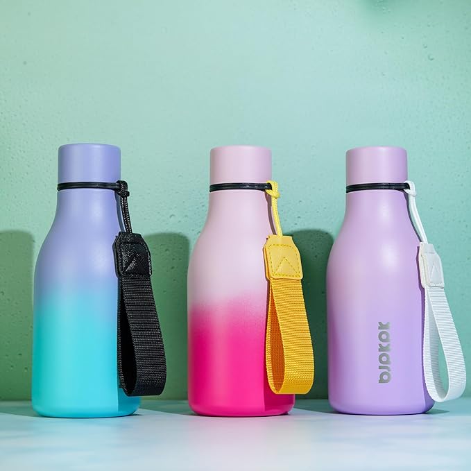 BJPKPK Insulated Water Bottles, 12oz Stainless Steel Metal Water Bottle with Strap, BPA Free Leak Proof Thermos, Mugs, Flasks, Reusable Water Bottle for Sports & Travel, Sakura