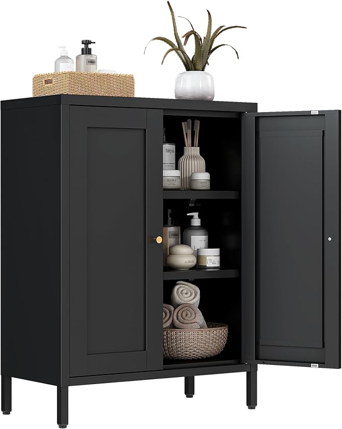 Bevivog Small Bathroom Storage Cabinet, Metal Floor Cabinets Sideboard by BevivogStylishCabinetsOrganizeYourSpace
