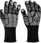 BBQ Gloves, Oven Gloves, Extreme Heat Resistant Barbecue Gloves, Silicone Non-Slip Oven Mitts, Kitchen Gloves for Cooking, Grilling, and Baking (Gray)