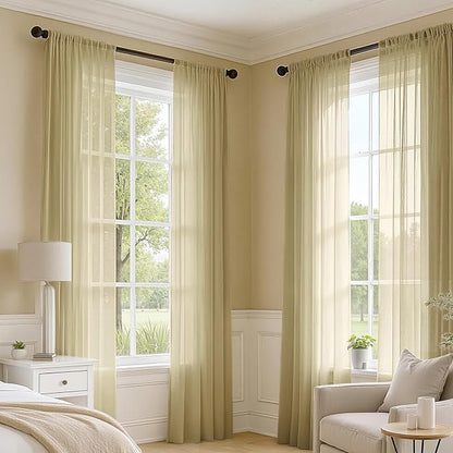 MIULEE Gold Sheer Curtains 96 Inches Long 4 Panels 42 x 96 Inches | Light - Image 2