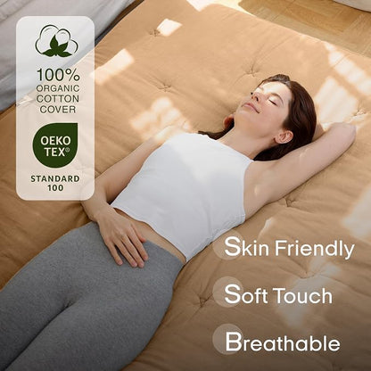 ZonLi Japanese Floor Futon Mattress Full Size 75"x 54", 100% Cotton Cover 4'' - Image 3