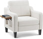 Accent Chair for Living Room Modern Linen Upholstered Armchair Side Wooden by Unknown
