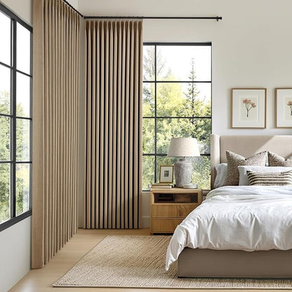 MIULEE Cafe Brown Pinch Pleated 100% Blackout Linen Curtains 40x108 Inches | - Image 2