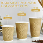 12 OZ Coffee Cups, 80 Count Insulated Ripple Wall Paper Hot Coffee Cups for Hot Beverage