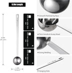 18/8 Stainless Steel Coffee Scoop, Doosu Food-Grade Metal Measuring Spoon with 8.5in Long Handle, Tablespoon Scooper for Coffee Beans, Ground Coffee, Espresso, Protein Powders, Tea, Sugar (1 Tbsp)