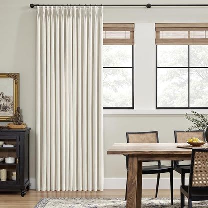 MIULEE Natural Pinch Pleated 100% Blackout Linen Curtains 40x100 Inches | Room - Image 3
