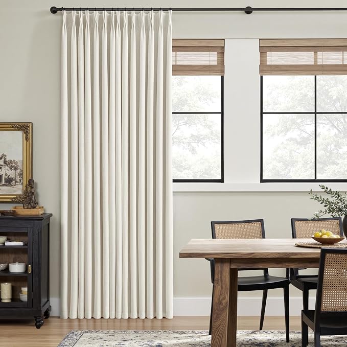 MIULEE Natural Pinch Pleated 100% Blackout Linen Curtains 40x78 Inches | Room - Image 3