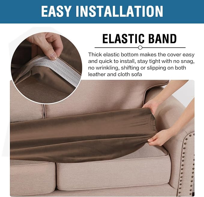 H.VERSAILTEX Velvet Stretch Individual Couch Cushion Cover Plush Slipcover - Image 4