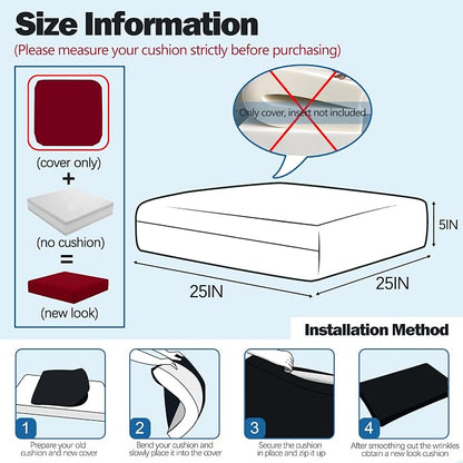 Sqodok Patio Cushion Cover 25x25 inch, Outdoor Seat Cushion Slip Cover - Image 2