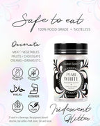 Sweet Spell Edible Glitter (15g) - Shimmer Sparkles for Drinks, Cakes, Cocktails - 100% Edible & Food Grade Glitter, Vegan, Gluten-Free (Iridescent Pearl White)