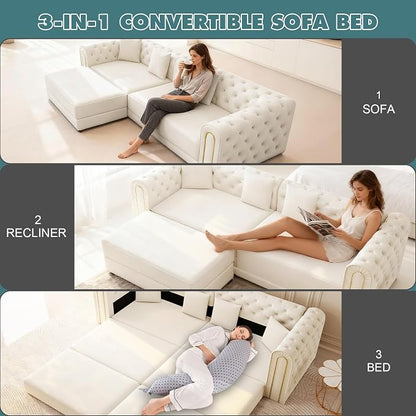 90.6'' Velvet Folding Floor Sofa Bed - Image 3