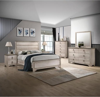 1pc Cottage Style Distressed 2 Drawer Nightstand Driftwood Finish - Image 2