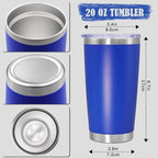 20 oz Tumbler Coffee Tavel Tumblers Bulk with Lid Stainless Steel Double Wall Vacuum Insulated Mug Powder Coated Cups fit Car Cupholder for Hot and Cold - Dark Blue, 12Pack