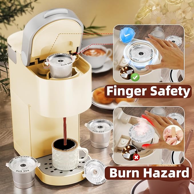 4 Pack Reusable K Cups Coffee Pods for Keurig 1.0: Stainless Steel Refillable K Cups - Reusable Coffee Filters for Keurig Coffee Machine, BPA-Free, SUS 304‌, Scoop, Heat Resistant Handles