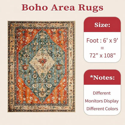 SERISSA 6x9 Washable Non Slip Boho Area Rug - Image 7