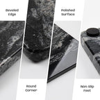 Marble Cutting Board For Kitchen, Pastry Board, Black Marble Slab Gift With Non-Slip Feets, 16x16 Inch, Pack Of 1 Piece